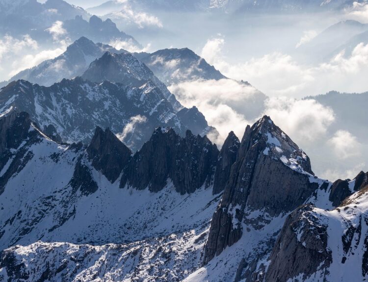 peak, summit, mountains, snow mountains, alps, alpine, mountain range, mountain landscape, nature, mountainous, landscape, snow, clouds, switzerland