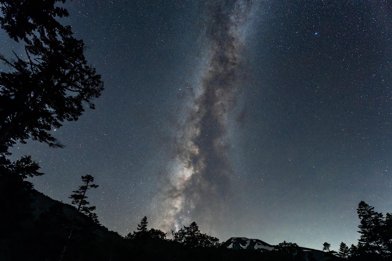 milky way, nature, galaxy, dark nebula, universe, sky, japan